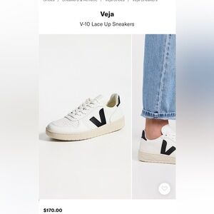 Veja V-10 Lace Up Sneakers - White and Black